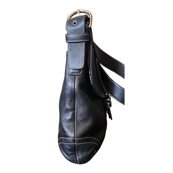 VTG Coach Soho Black Leather Flap Crossbody Bag Silver Buckle 9480 - Picture 4 of 17